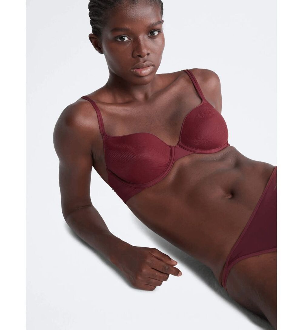 Calvin Klein NWT bra - size 32C Sheer Marquisette lightly lined demi bra in Wine